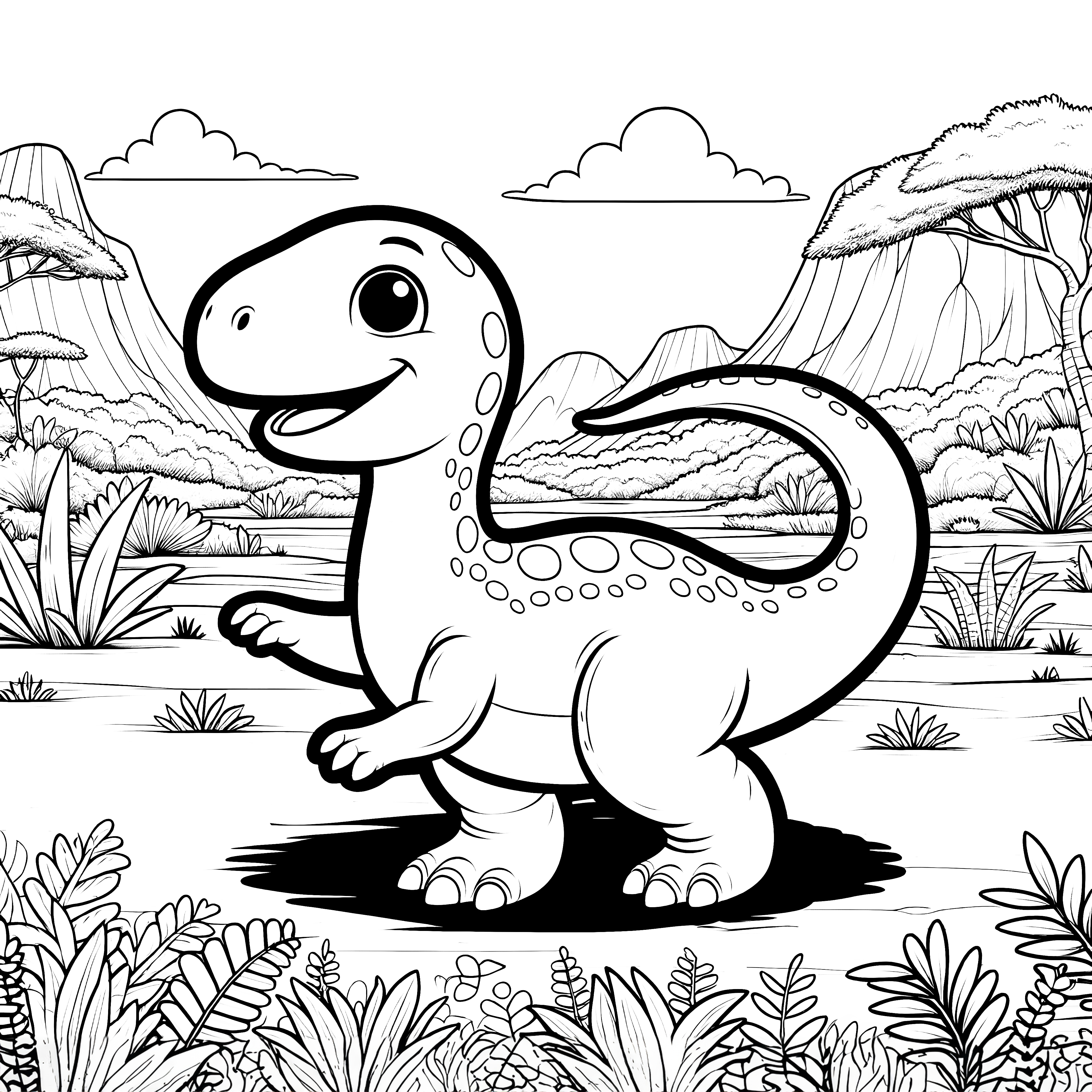 Cijfers met dino’s en prehistorische wereld om in te kleuren-kleurplaat-gratis-14
