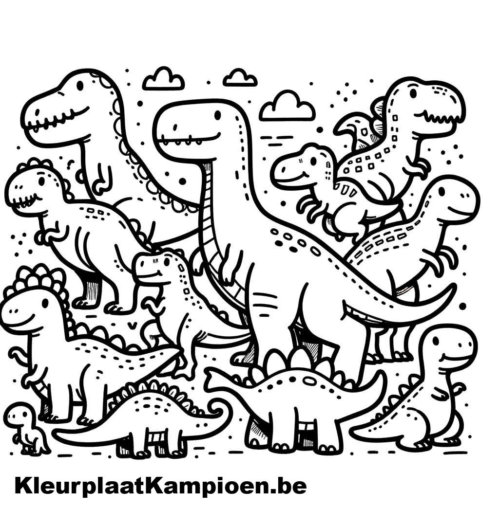 Cijfers met dino’s en prehistorische wereld om in te kleuren-kleurplaat-gratis-6
