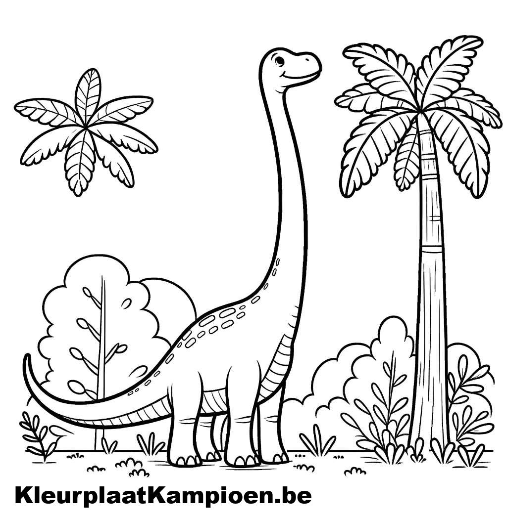 Cijfers met dino’s en prehistorische wereld om in te kleuren-kleurplaat-gratis-7