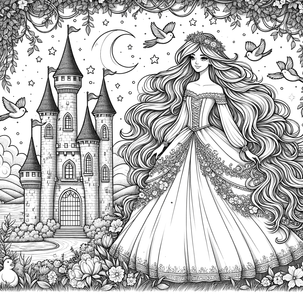 Cijfers met prinsessen en kastelen om in te kleuren-kleurplaat-gratis-12