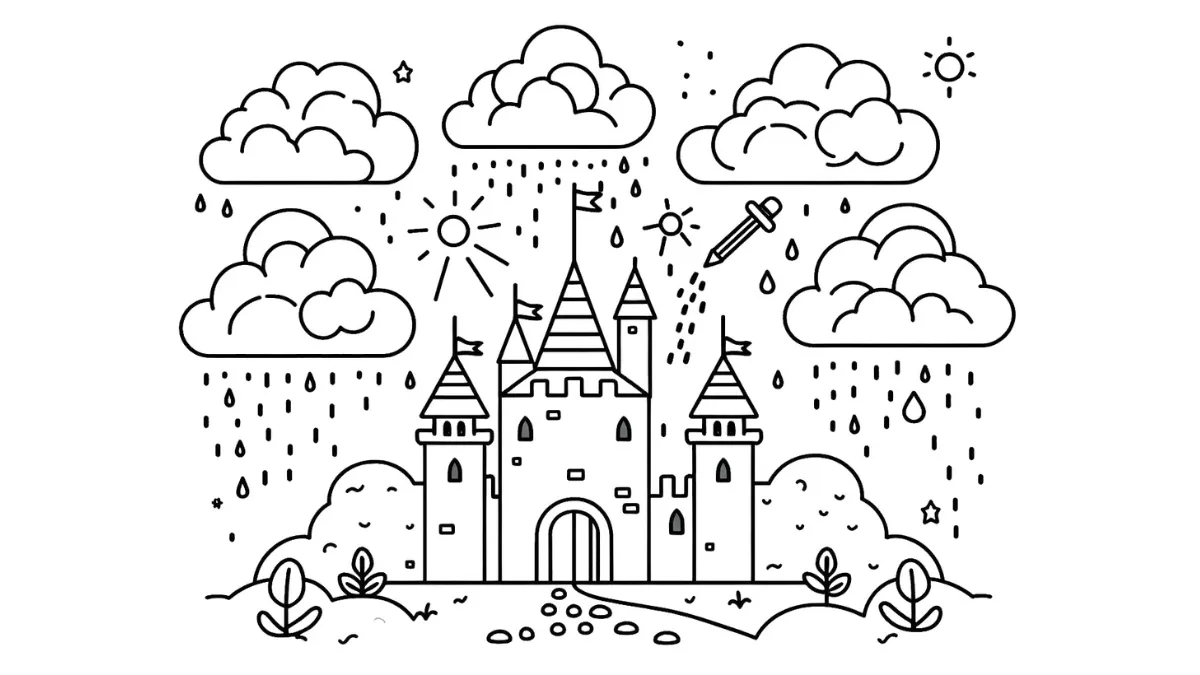 Cijfers met regenbogen en wolken om in te kleuren-kleurplaat-gratis-6