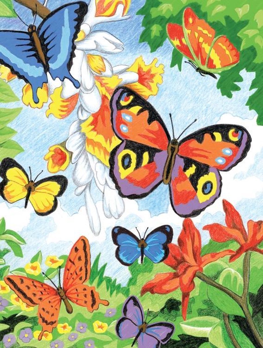 Cijfers met vogels en vlinders om in te kleuren-kleurplaat-gratis-13